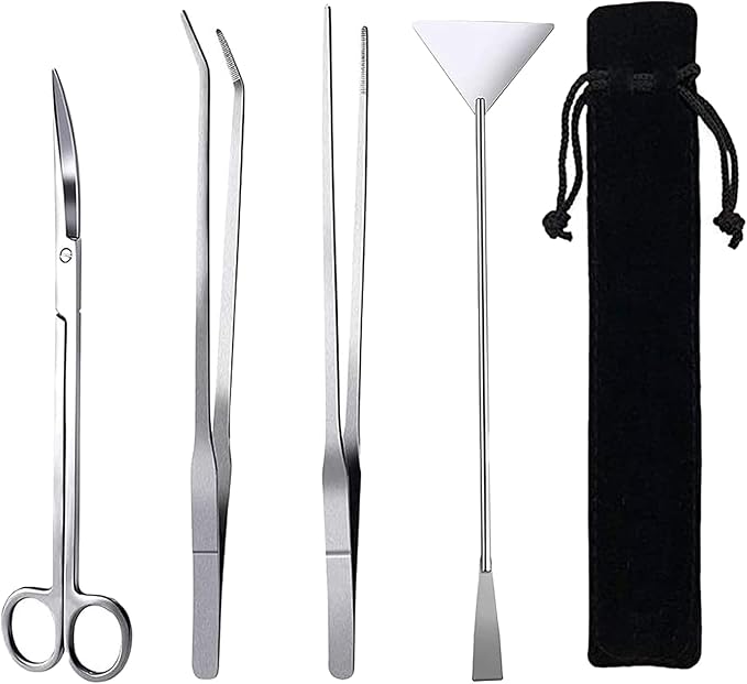 15in Aquascaping Tools, 4 in 1 Long Aquarium Tweezers Scissors Spatula, Stainless Steel Aquatic Plants Aquascaping Tools Set for Fish Starter Kits, Aquariums Tank and Terrarium-PawvioPets
