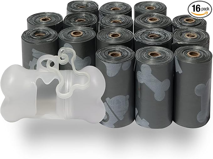 Best Pet Supplies Dog Poop Bags (240 Bags) for Waste Refuse Cleanup, Doggy Roll Replacements for Outdoor Puppy Walking and Travel, Leak Proof and Tear Resistant, Thick Plastic - Gray-PawvioPets