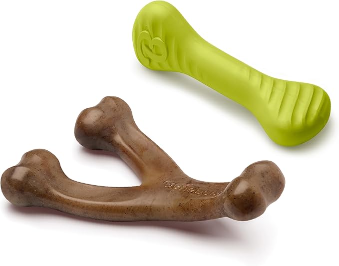 Benebone 2-Pack Bacon Wishbone/Rubber Bone Medium-PawvioPets