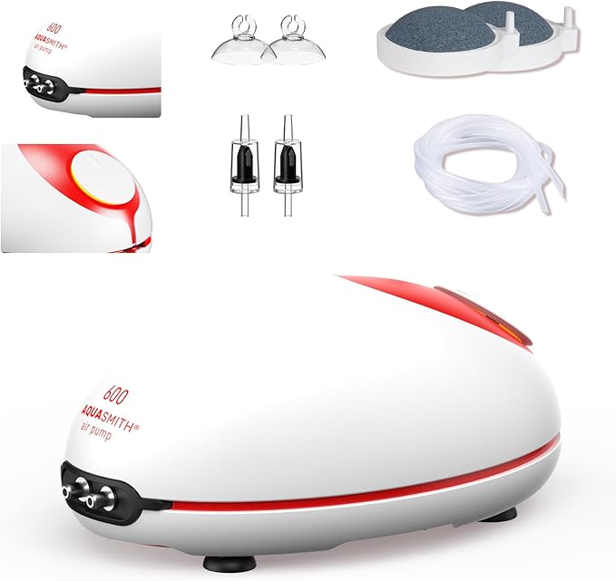 5w Ultra Quiet Aquarium Air Pump, Aquarium Aerator Adjustable Airflow, Single Hole Suitable for 100 to 160 GPH Fish Tank-PawvioPets