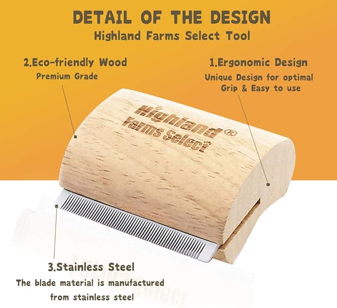 Deshedding Grooming Tool for Dogs, Cats & Horses, Ergonomic Design Wood Groom Brush, Professional Pet Groomer, Painlessly Remove for Short & Long Hair, Fur & Dirt - 2.5 Inches-PawvioPets