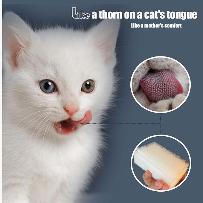 2PC Soft Cat Brush for Grooming - Gentle Cat Tongue Brush with 1300+ Barbed Serrations, Brushes for Sensitive Cats - Lightweight, gentle, Perfect for Daily Grooming & Enhancing Bonding-PawvioPets