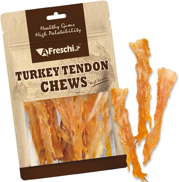 Afreschi Turkey Tendon Flake 3.5 oz, USA-Sourced Turkey Tendon, Dog Treats for Classic Series, All Natural Human Grade Dog Treat, Suitable for Training chew, Rawhide Alternative-PawvioPets
