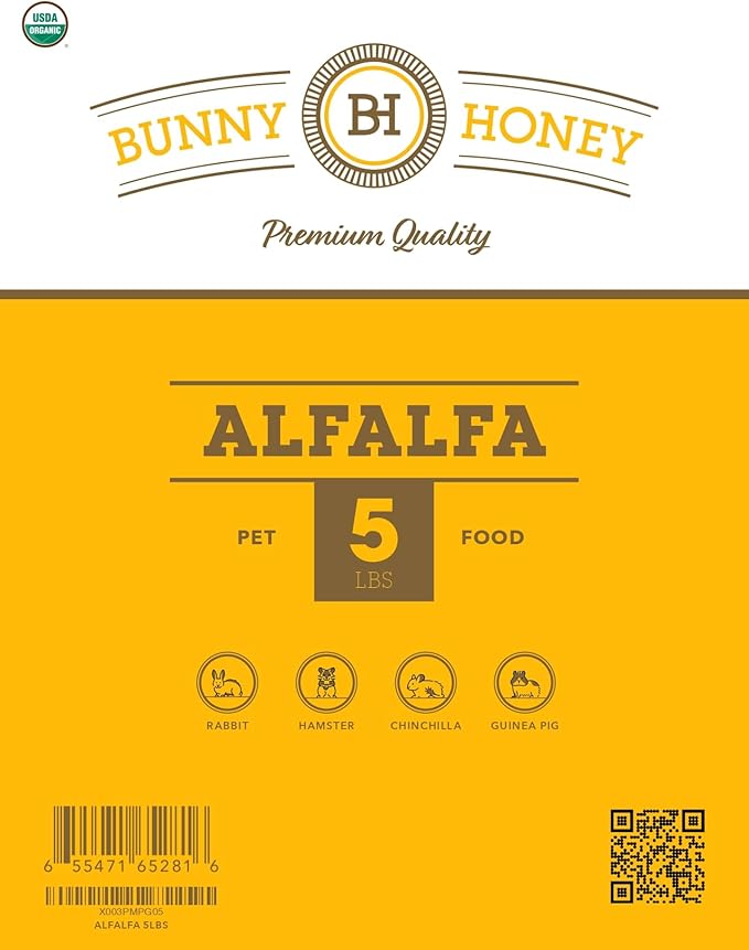 Bunny Honey Organic Alfalfa Hay for Guinea Pigs 12 lb Dim wt/5 lb High-Protein & Calcium, Supports Growth & Dental Health, Fresh & Nutritious-PawvioPets
