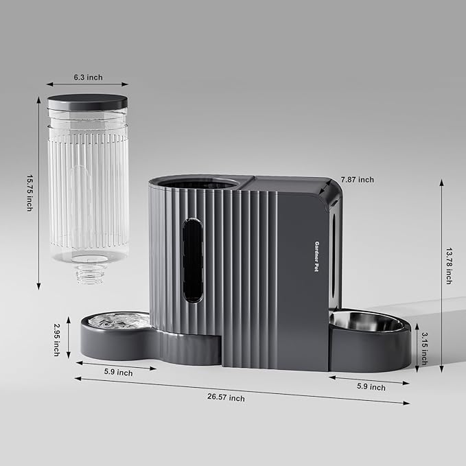 Gardner Pet Automatic Gravity Cat Food Feeder and Water Dispenser Stainless Steel Two-in-One Set Large Capacity Dispenser for Medium, Large Dogs, Puppies, Kittens, Rabbits-(1.6 Gallons x 2)-PawvioPets