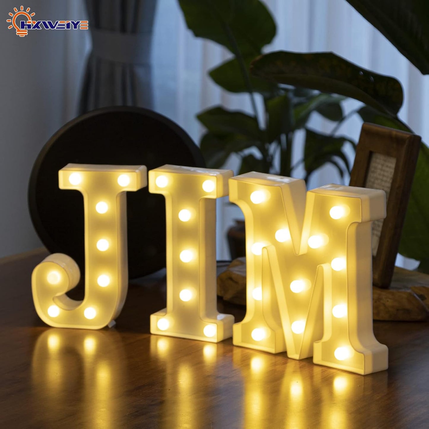 HXWEIYE LED Marquee Letters Lights Sign - J, 26 Alphabet & Number 0-9 Warm White Led Letters for Bar Party Birthday Home Wedding Decor