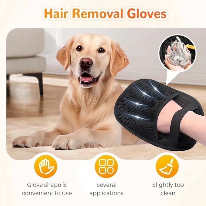 2PCS Pet Hair Remover, Electrostatic Pet Hair Removal Gloves, Reusable Cat & Dog Hair Remover for Couch, Furniture, Carpet, Curtain, Upgraded Animal Fur Removal Tool, Cat Grooming Gloves-PawvioPets