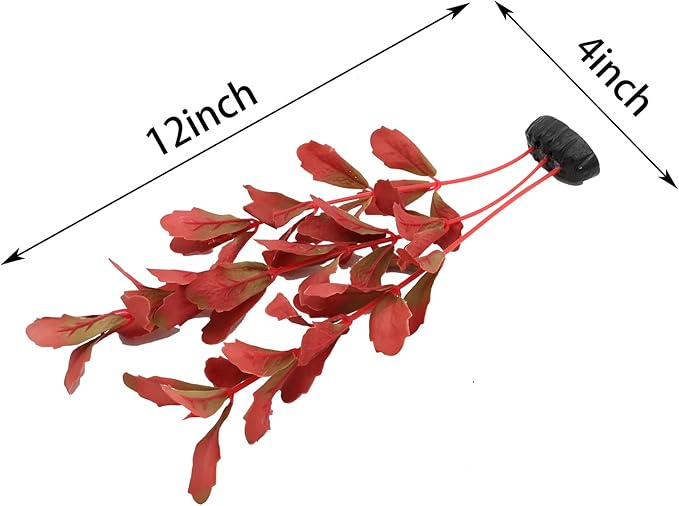 2-Pack 12 Inch Aquarium Silk Aquarium Plants, Artificial Plastic Plant for Small Tank, Goldfish, Fish Hides (Red, 12 Inch)-PawvioPets