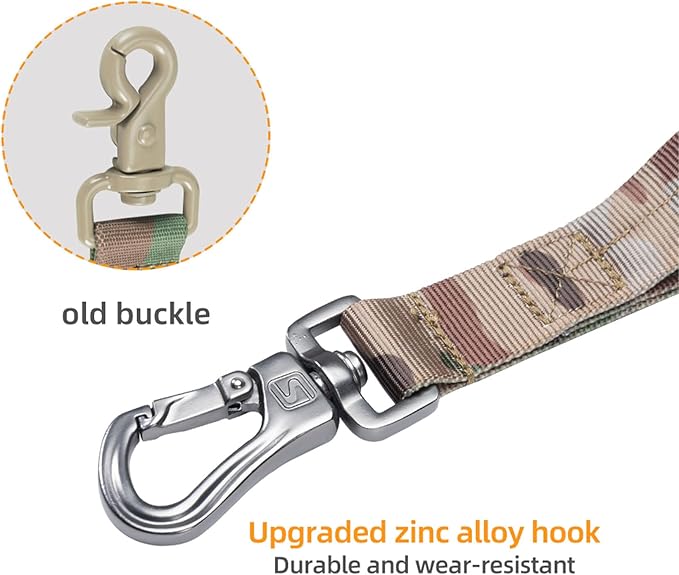 EXCELLENT ELITE SPANKER Bungee Dog Leash Tactical Nylon Adjustable Tactical No Pull Leads Rope for Dogs Quick Release Military Rope with 2 Control Handle (MCP)-PawvioPets