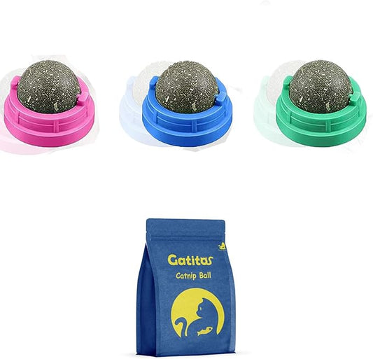 GATITOS Catnip Balls 1 Pcs, Catnip Ball for Cats Wall, Safe Healthy Kitten Chew Toys, Teeth Cleaning Dental Wall Treats, Edible Cats Lick Kitten Chew-PawvioPets