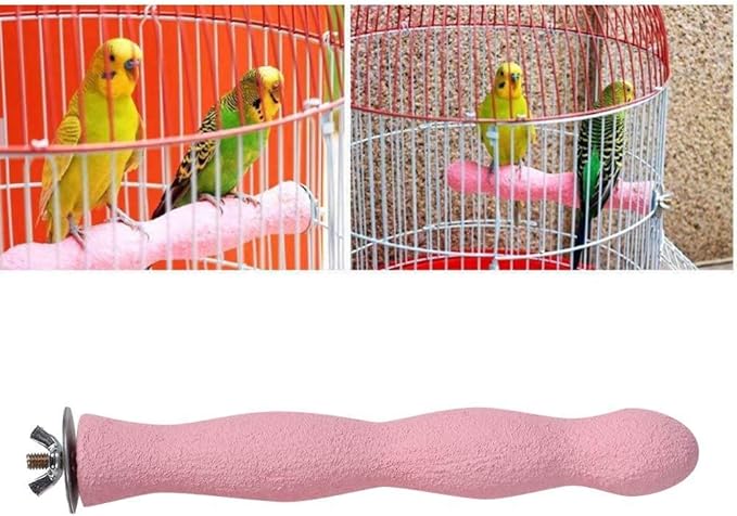 Bird Perch, and Beak Frosted Grinding Bar Standing Stick Cage Toy for Parakeet African Grey Cockatoo Budgies Cockatiel(L)-PawvioPets