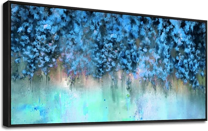 Framed Abstract Canvas Wall Decor For Living Room Wall Decorations For Bedroom Modern Office Wall Decorations Blue Fashion Pictures Artwork Bathroom Canvas Art Prints Kitchen Home Decor 20" X 40"-PawvioPets