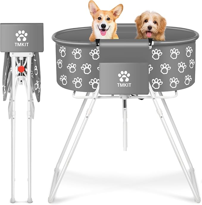 Dog Bathtub, Elevated Dog Bath Tub for Pet Bathing Shower and Grooming. Portable, Foldable with Safety Lock, Professional Pet Dog Washing Station for Small, Medium, Large Dogs Cats, No Backache-PawvioPets