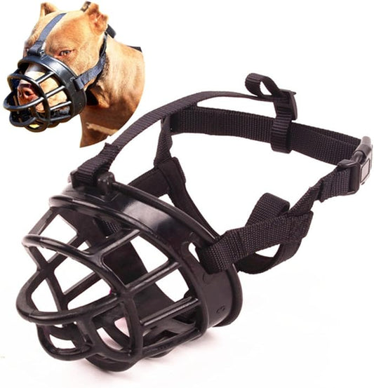 Basket Dog Muzzles-Soft Adjustable Breathable Mask Anti Biting Chewing Barking Training Dog Muzzle for Small Medium Large Dogs (Black, 5: Snout 11-14.9")-PawvioPets