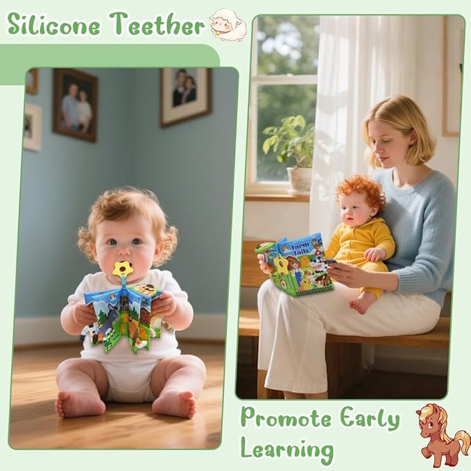 Big Musical Red Barn Toy Farm Animal Finger Puppets for 1 2 3 4 5 Years Old, Animal Figures Playset with Farm Tails Baby Book, Sensory Learning Toys Gift for Toddlers Boys Girls-PawvioPets