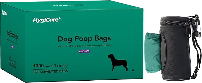 Extended Dog Poop Bags with Dispenser, 1000 Count, Pre-Separated, Lavender Scent, Eco-friendly Material, Extra Thick, 100% Leakproof, 8"x 15.6", Green-PawvioPets