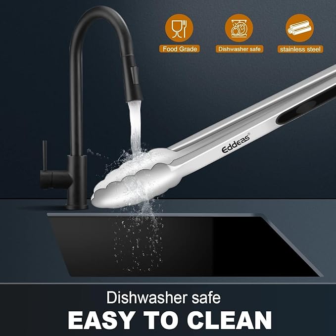 4 Pack Tongs For Cooking, Heat Resistant 600 Degrees 9",12" Stainless Steel Locking Metal Tong & 9",12" Kitchen Tongs with Silicone Tips, Non-Slip Food Silicone Tong, Heavy Duty, Non-Stick-PawvioPets