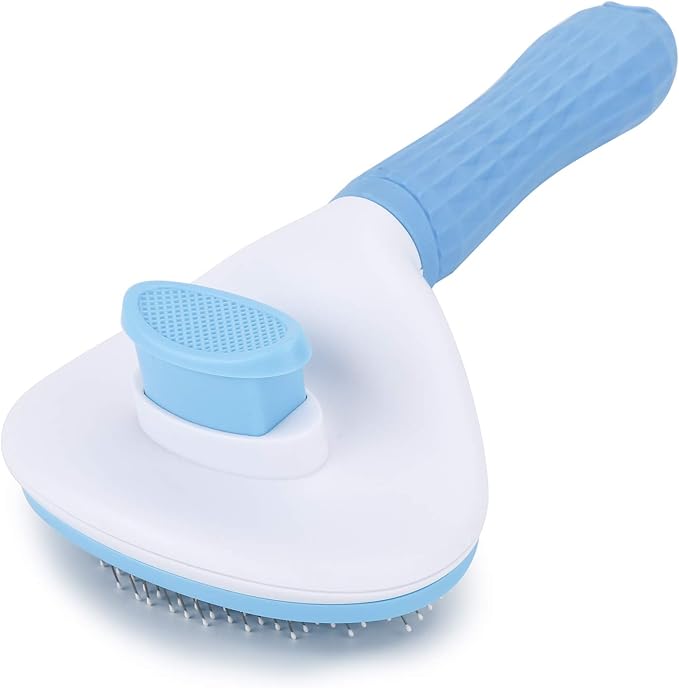 Depets Self Cleaning Slicker Brush, Dog Cat Bunny Pet Grooming Shedding Brush - Easy to Remove Loose Undercoat, Pet Massaging Tool Suitable for Pets with Long or Short Hair-PawvioPets