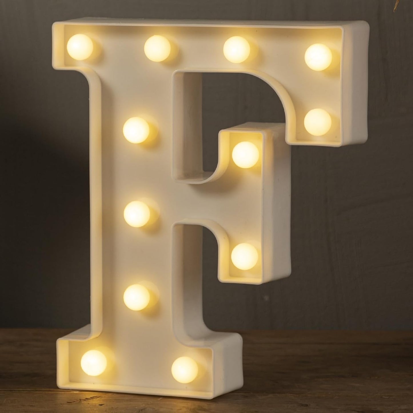 HXWEIYE LED Marquee Letters Lights Sign F, 26 Alphabet Light Up Letter and Number 0-9 Number Warm White Led Letters for Bar Party Birthday Home Wedding Décor