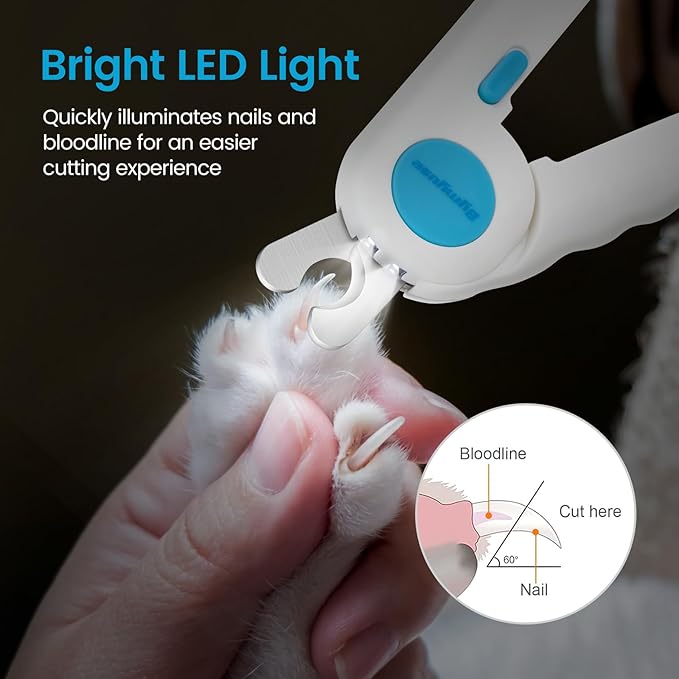 Cat Dog Pet Nail Clippers with Light, Llluminates Cat Dog Nails or Bloodline,Safety Pet Nail Clipper for Dogs, Cats, Rabbits Sharp No Nail Splitting-PawvioPets