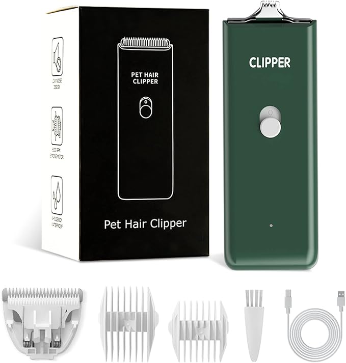 Feet Hair Trimmer, Dog Clippers,Quiet Washable USB Rechargeable Cordless Dog Grooming Kit,Electric Pets Hair Trimmers Shaver Shears for Dogs and Cats Green-PawvioPets