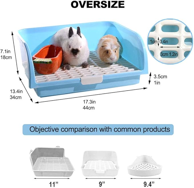 Amakunft Large Rabbit Litter Box, Small Animal Potty Trainer, Bunny Corner Toilet Box for cage, Small Pet Pan for Ferret/Guinea Pig/Chinchilla/Galesaur-PawvioPets