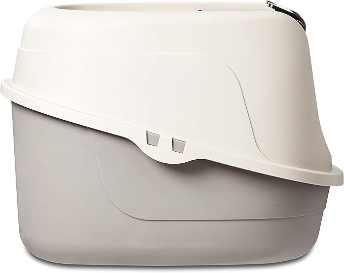 Amazon Basics No-Mess Hooded Cat Litter Box, Standard, Multicolor, 21 in x 16 in x 15 in-PawvioPets