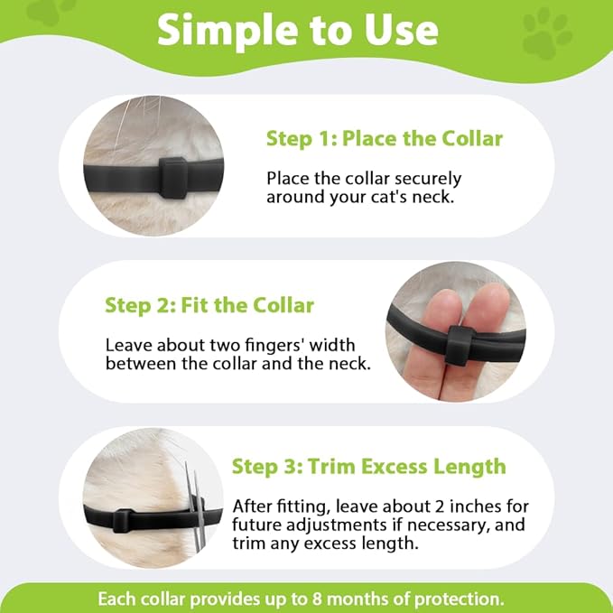 4 Pack Flea and Tick Collar for Cats, Natural Plant Oil Formula Cat Flea Collar Provides 32-Month Protection for Flea Tick Prevention, Waterproof & Adjustable Cat Flea Treatment for Most Cats-PawvioPets