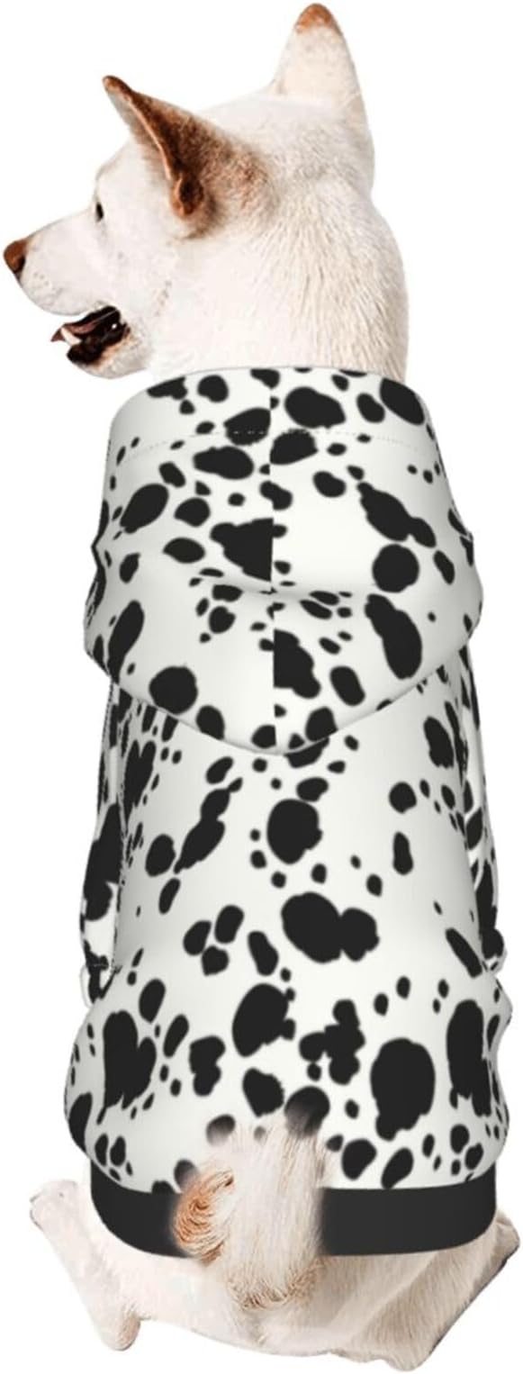 Cute Dalmatian Dog Costume, Animal Dalmatian Print Hoodies Puppy Winter Clothes Sweatshirt for Halloween Cosplay Autumn Wear Dog Winter Hoodies with Pocket for Small Medium Dogs M-PawvioPets