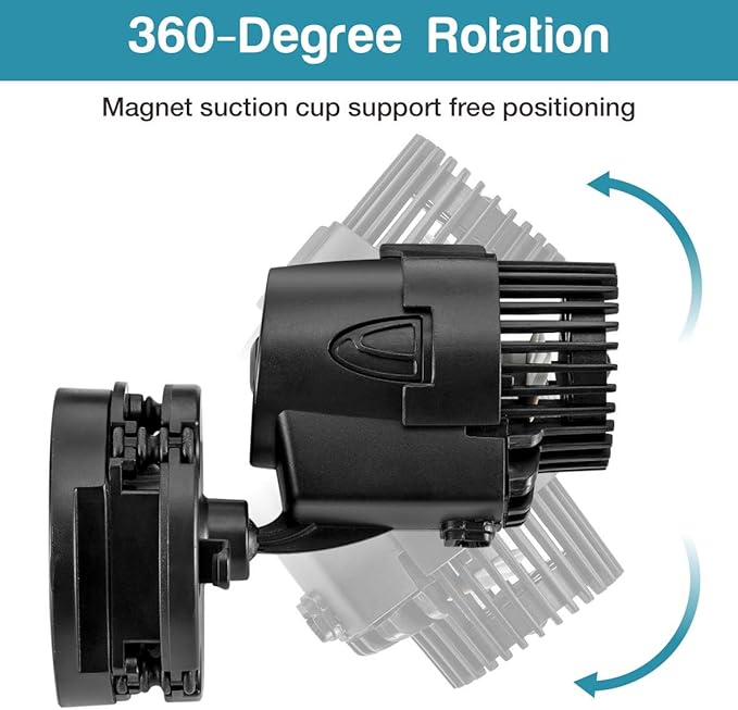 AQQA Wave Maker Pump, 530GPH Aquarium Circulation Pump 360 Degree Rotatable Submersible Powerhead Pump with Magnet Suction Base for Marine and Freshwater Aquariums（3W)-PawvioPets