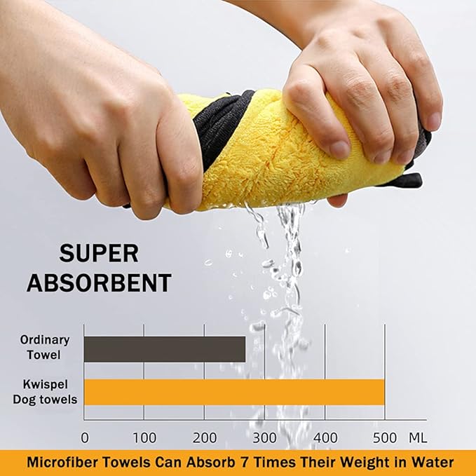 Dog Towel - 2 Pack Large Dog Bath Towel Super Absorbent Microfiber Beach Towels for Quick Drying Small Medium Large Dogs and Cats, Machine Washable,55.1x27.5 inch,Yellow Green-PawvioPets