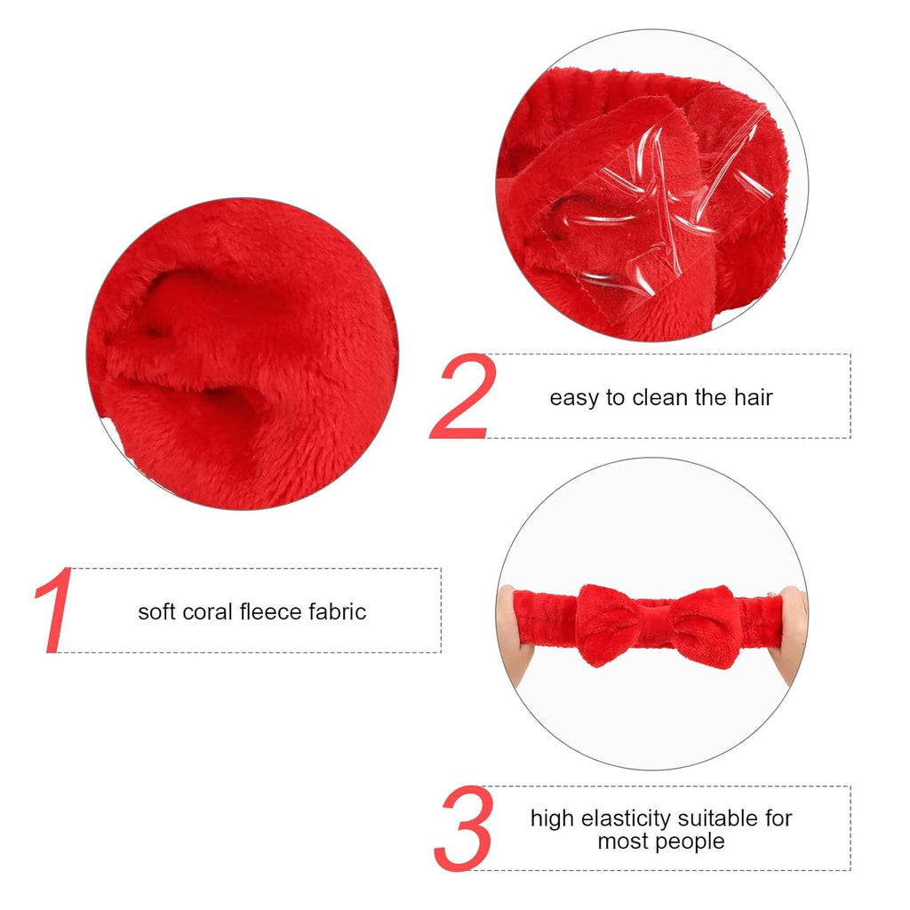 Semato Bachelorette Party Favor Set - Bride & Bridesmaid Spa Headbands (1 Bride + 7 Red)