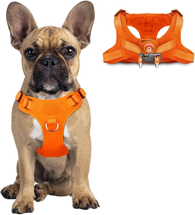 Dog Harness Step in Dog Vest Harness, Reflective Adjustable Puppy No Pull Harness Breathable Soft for Small and Medium Dogs Cats, Orange, S-PawvioPets
