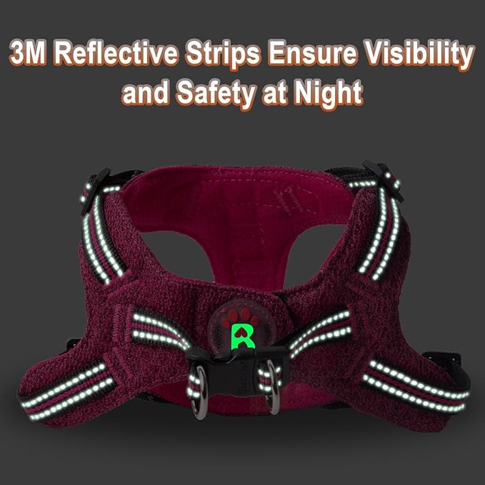 Dog Harness Step in Dog Vest Harness, Reflective Adjustable Puppy No Pull Harness Breathable Soft for Small and Medium Dogs Cats, Pink/Black, XS-PawvioPets