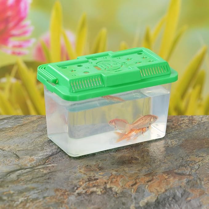 FRCOLOR Portable Plastic Turtle Tank - Transparent Aquarium Carrier Box for Small Pets Ideal for Hamsters Lizards and Fish Easy to Feed and Clean-PawvioPets