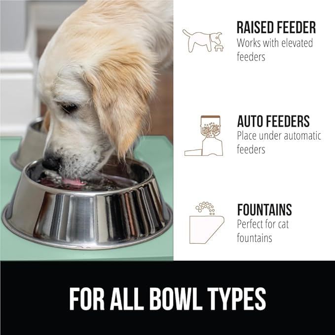 GORILLA GRIP 100% Waterproof Raised Edge BPA Free Silicone Pet Feeding Mat, Dog Cat Food Mats Contain Spills Protects Floors, Placemats for Cats and Dogs Water Bowl, Pets Accessories 28x18 Mint-PawvioPets