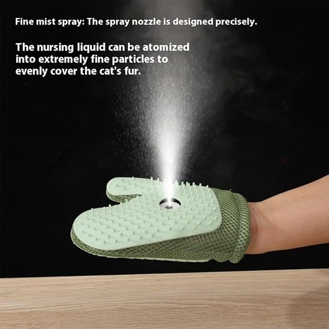 All-in-One Grooming Mist Glove for Pets with Spray - Upgrade Efficient Pet Hair Remover Gloves Grooming Spray Comb, Gentle Fast Deshedding & Massage for Dogs Cats (Green)-PawvioPets