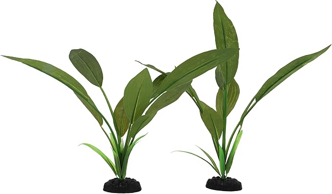2-Pack 12 Inch Aquarium Silk Aquarium Plants, Artificial Plastic Plant for Small Tank, Goldfish, Fish Hides (Green C, 12 Inch)-PawvioPets