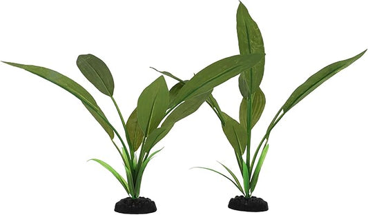 2-Pack 12 Inch Aquarium Silk Aquarium Plants, Artificial Plastic Plant for Small Tank, Goldfish, Fish Hides (Green C, 12 Inch)-PawvioPets