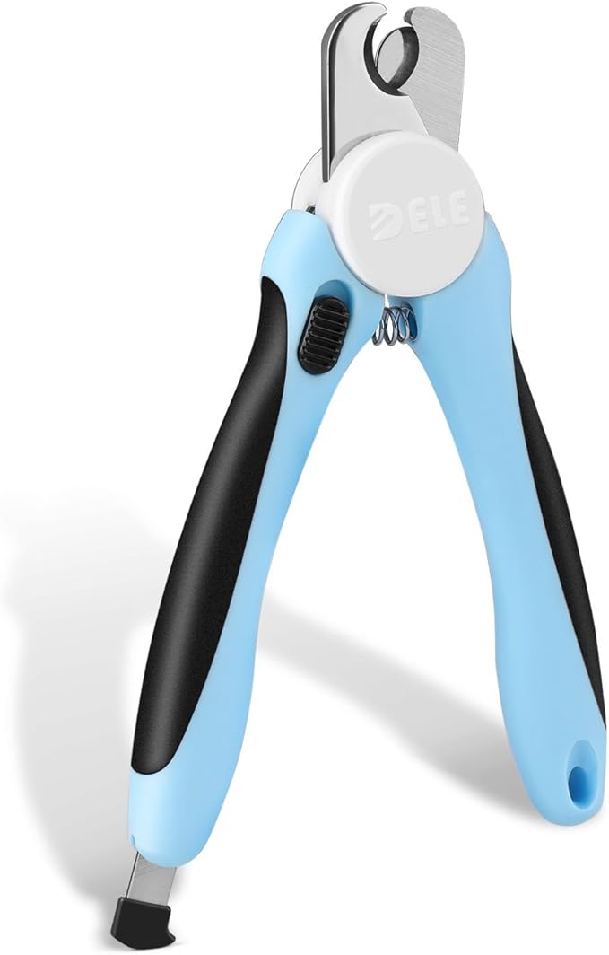 Flexzion Dog Cat Nail Clipper and Trimmer, Pet Toe Claw Scissor Grooming Tool with Stainless Steel Blades File Easy Grip Handle Safety Guard Avoid Overcutting for Small Medium Large Breed Puppy, Blue-PawvioPets
