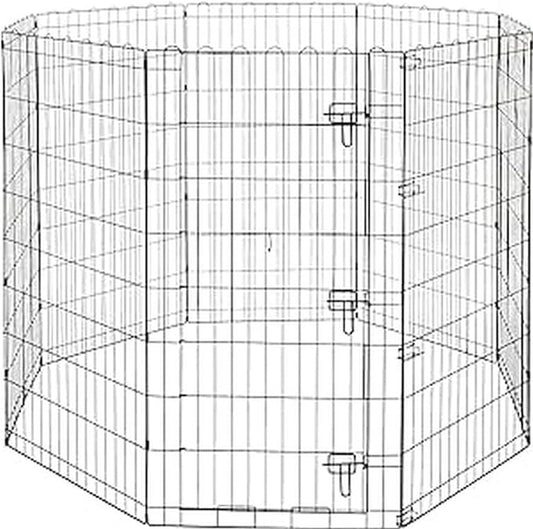 Amazon Basics Foldable Octagonal Metal Exercise Dog Playpen - Indoor/Outdoor, Single Door, Extra Large (8 Panels, 24 x 48), Easy to assemble and store customize, 48" - X-Large, Black-PawvioPets