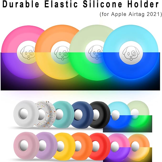 Airtag Holder for Dog Collar, Cibaabo Silicone Air Tag Case Cover Compatible with Apple Airtags for 0.8-1.2inch Cat Pet Collar Harness Loop-PawvioPets