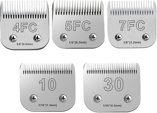 5Pack Dog Grooming Blades Compatible with Andis Dog Clippers,Dog Clipper Blades Compatible with Oster A5,Wahl km10 Dog Clippers for Animal Dog Cat Horse,Stainless-Steel Blade Sharp-PawvioPets