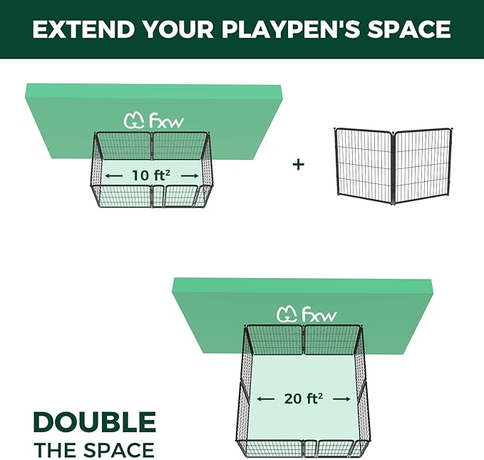 FXW Homeplus Unleashed Indoor Dog Playpen - Stress-Free and Safe Play, Heavy Duty 32 Inch 2 Wire Panels Dog Pen for Small and Medium Dogs, Black│Patented-PawvioPets
