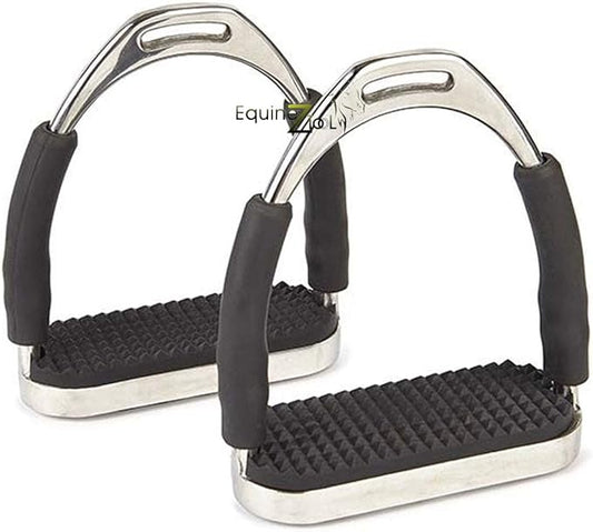 Flex Stainless English Saddle Stirrups Iron Pads Knee Ankle Stress Pain Relief-PawvioPets