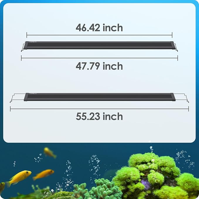 Aquarium Light, 42W 24/7 Lighting Cycle, Sunrise/Daylight/Moonlight Mode and Custom Mode with Expandable Bracket, Adjustable Timer and 7 Color Brightness for 48~54IN-PawvioPets