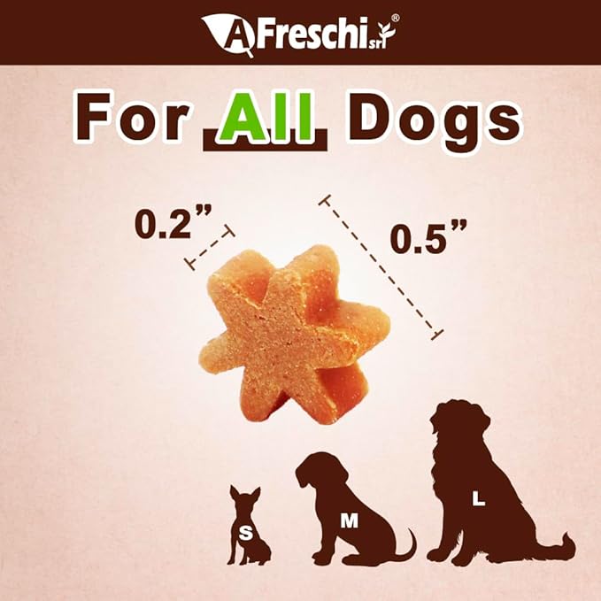 Afreschi Natural Turkey Treats Star Bites –6 oz, Hexagonal Shape, USA-Sourced Trukey, All-Natural, Hypoallergenic, Low-Fat, Healthy & Easily Digestible, Puppy & Training Snack & Small Dogs-PawvioPets