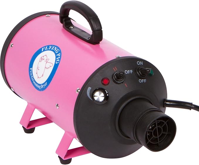 Flying Pig High Velocity Dog Pet Grooming Dryer w/Heater (Model: Flying One, Pink)-PawvioPets