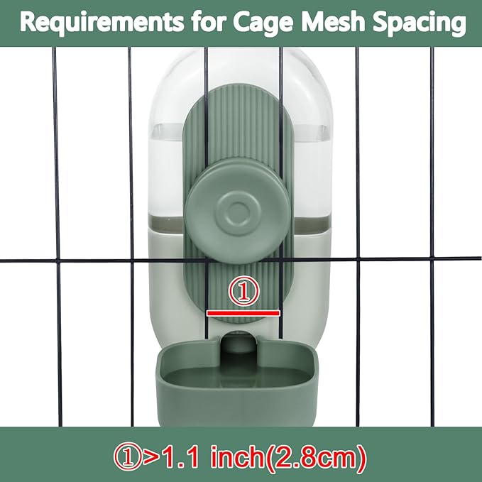 28oz Hanging Automatic Water Dispenser，Rabbit Water Bottle,Bunny Guinea Pig Ferret Water Bowl for Cage,Suitable for Small Animal Puppies(Cage Grid Spacing Over 1.2'') (Green)-PawvioPets