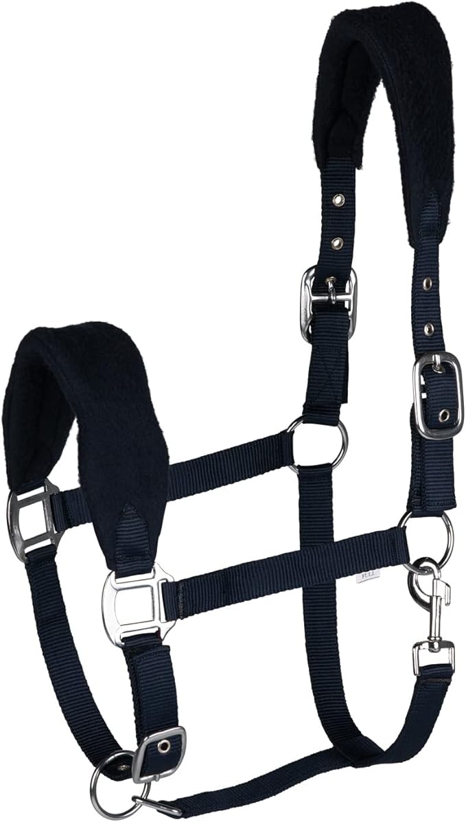 HORZE Kiel Adjustable Horse Halter with Fleece Padding - Dark Navy - Pony-PawvioPets